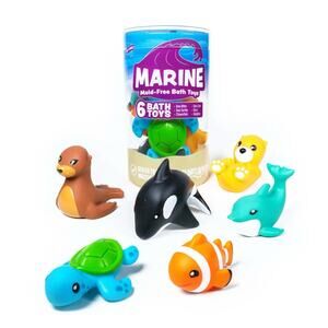 Marine Mold Free Bath Toys, 6 Pack | Sealed, No Hole Bath Toys Design Keep...